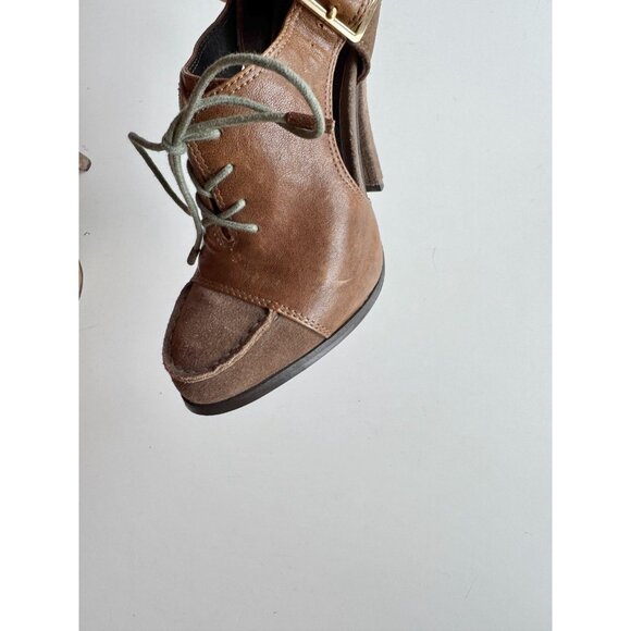 ELIZABETH & JAMES Casi Brown Leather Cut-Out High Heel Booties Boots, Size 6 - Picture 7 of 16